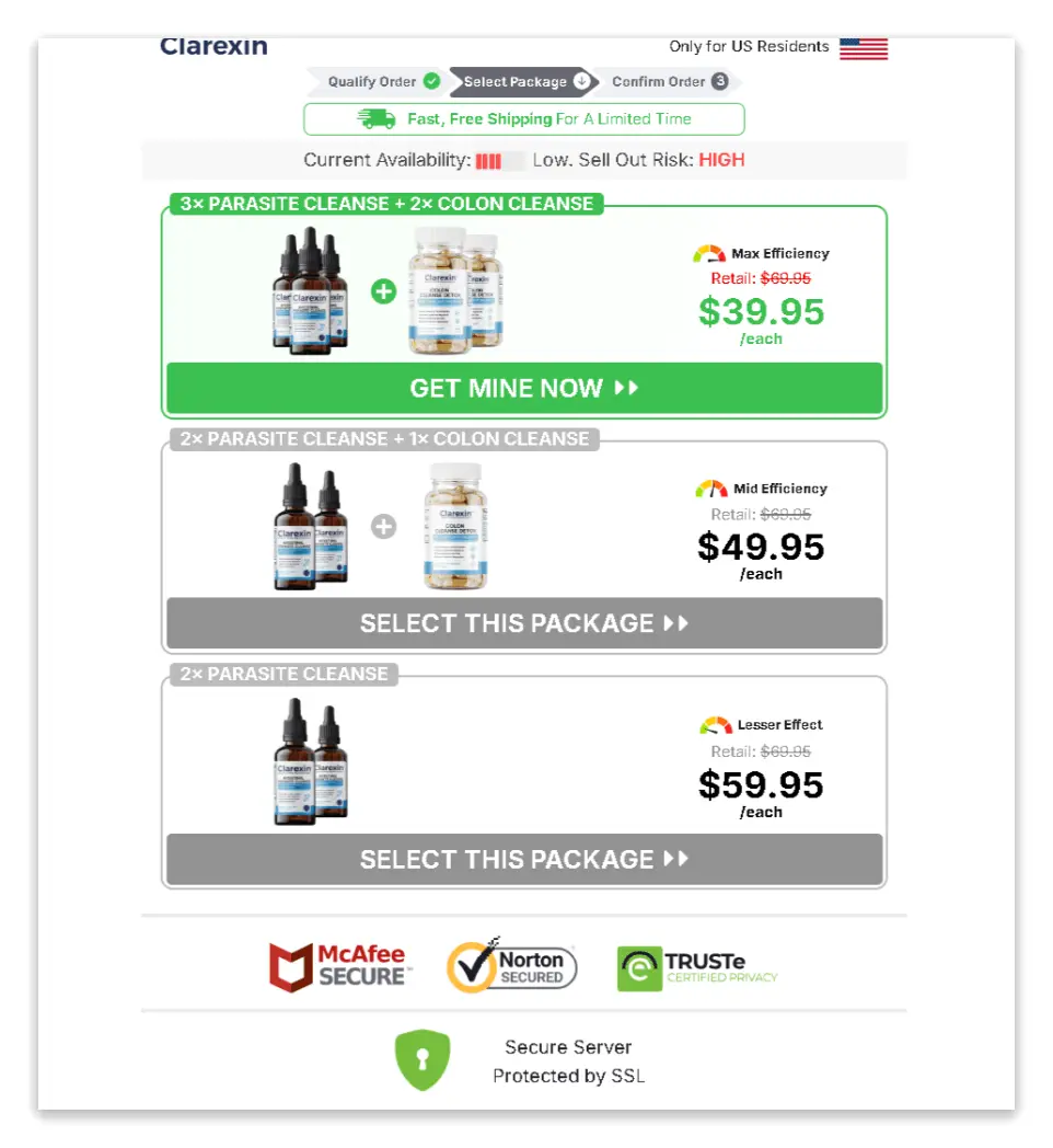 Clarexin Parasite Cleanse Secure Checkout Page
